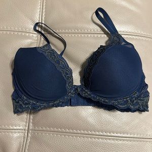 NWOT Natori Feathers Contour Plunge Bra 34C in Deep Navy/Graphite